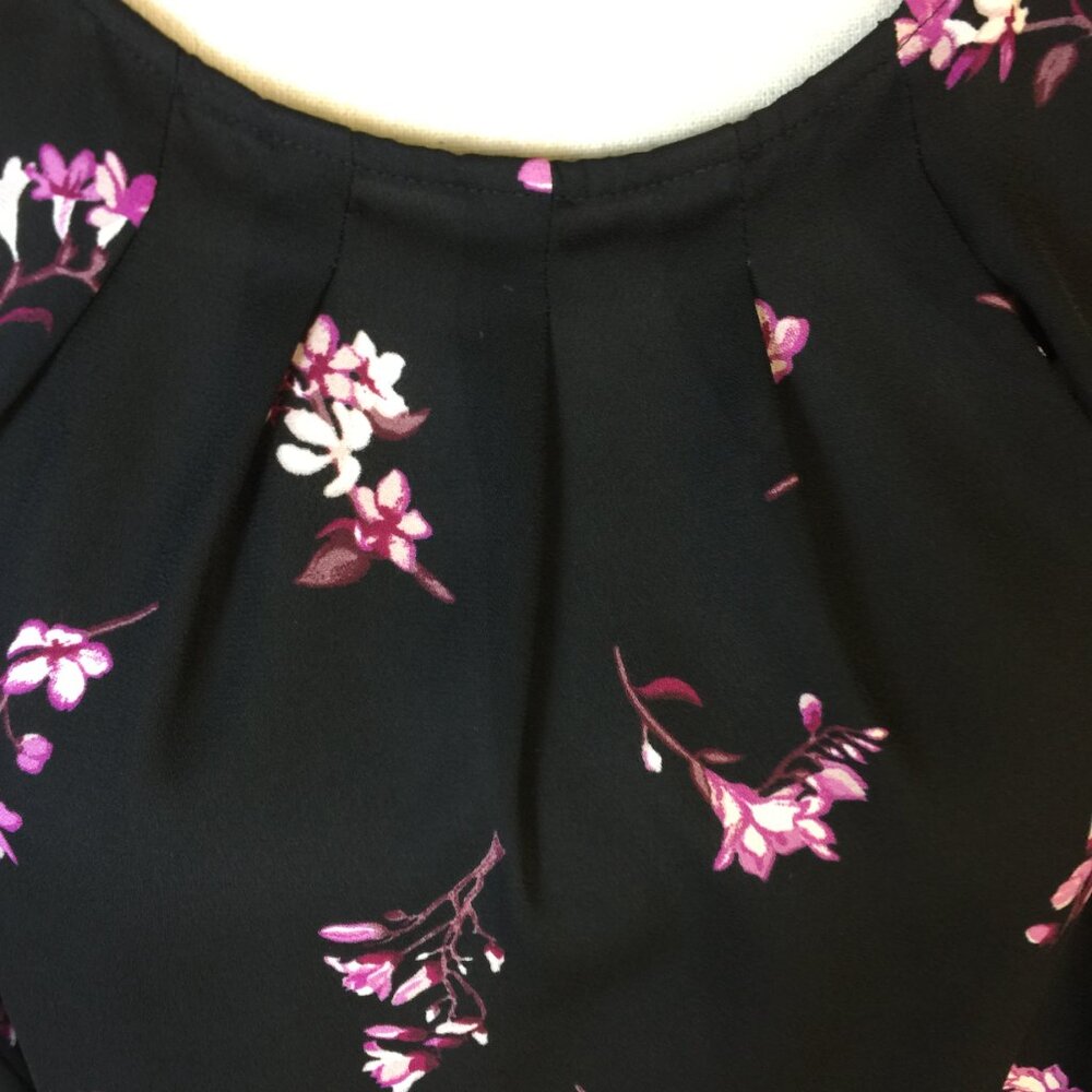 Worthington Blouse Tank Top Size 2XL XXL Womans Black Purple Floral Sleeveless - Picture 6 of 13